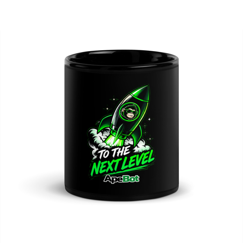 Next Level Black Mug â€” ApeBot design mockup